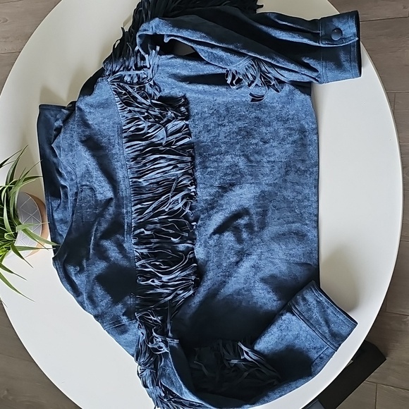 Blank NYC Fringe Utility Jacket in Deep Blue - Picture 9 of 11